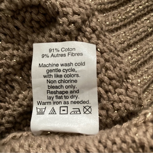 J. Crew Gold Metallic Thread Cable Knit Sweater XS - Picture 5 of 5